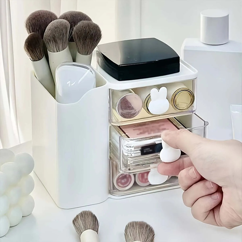 Desktop Organizer WIth Drawer Multifunctional Drawer Storage Box LargeCapacity Stationery Organizer For Cosmetic Office Supplies