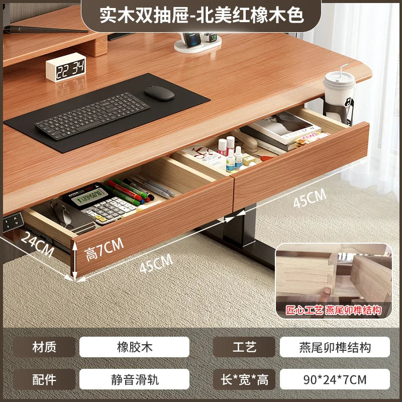 Solid Wood Desk Drawer Pull-Out Organizer Under-Desk Hidden Storage Box for Office Miscellaneous Storage for Documents
