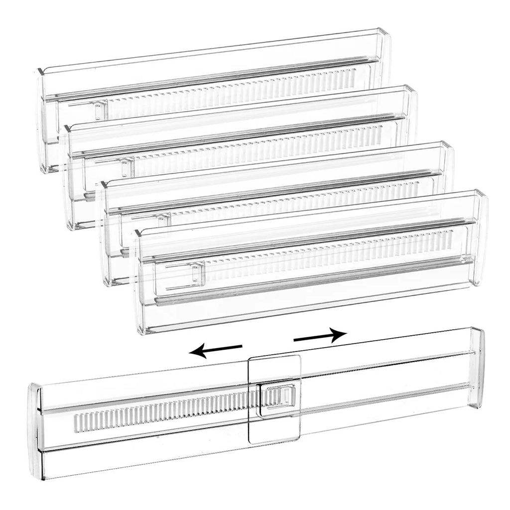 Drawer Dividers, Adjustable Drawer Organizer, Clear Expandable Dresser Organizer for Clothes Kitchen Utensils Tableware Draw