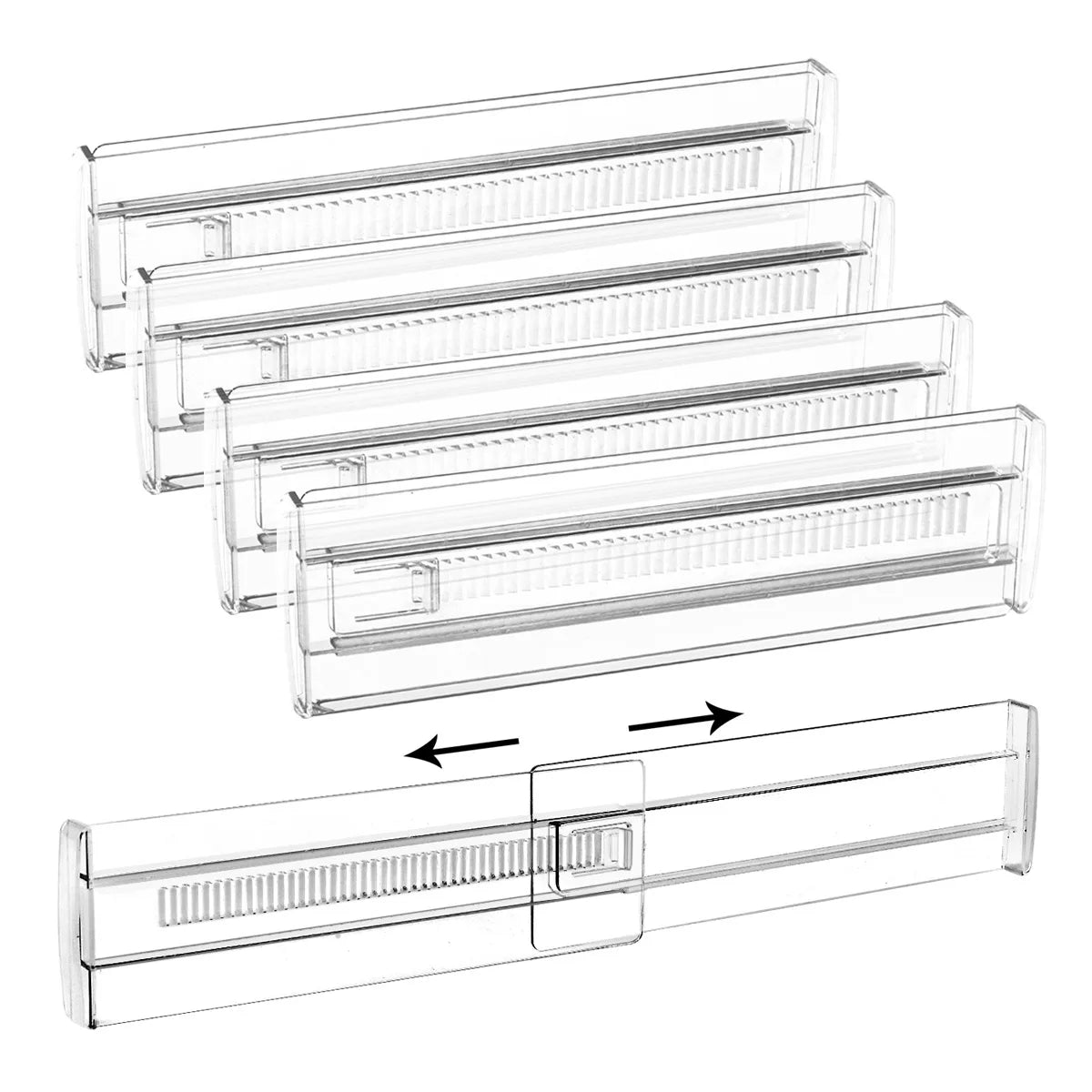 Drawer Dividers, Adjustable Drawer Organizer, Clear Expandable Dresser Organizer for Clothes Kitchen Utensils Tableware Draw