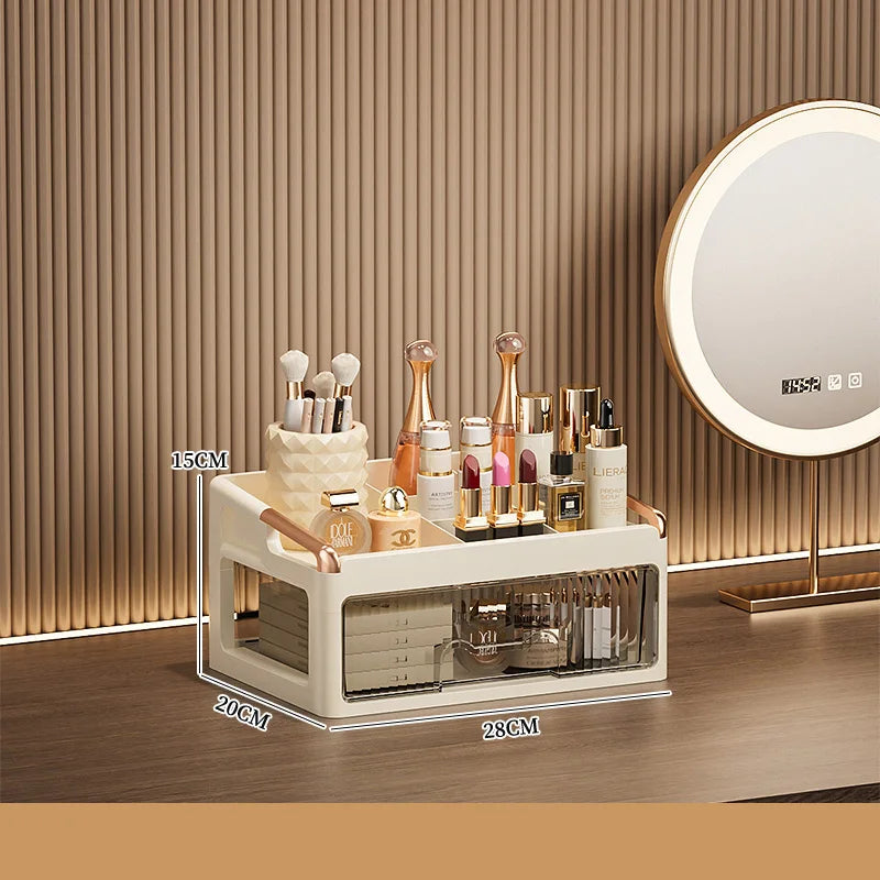 Fashion Makeup Organizer Drawer Type Cosmetic Storage Box Large Capacity Skincare Organizer for Bathroom Vanity Desk