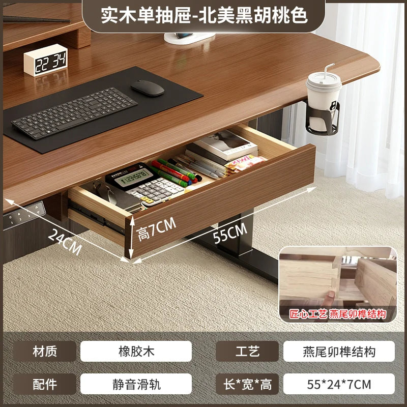 Solid Wood Desk Drawer Pull-Out Organizer Under-Desk Hidden Storage Box for Office Miscellaneous Storage for Documents