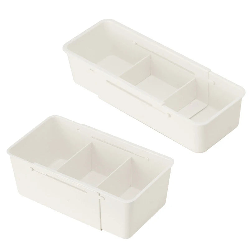 Drawer Organizer Expandable Utensil Tray For Kitchen Adjustable Flatware Stationery Cosmetics Holder White Cutlery Storage Box