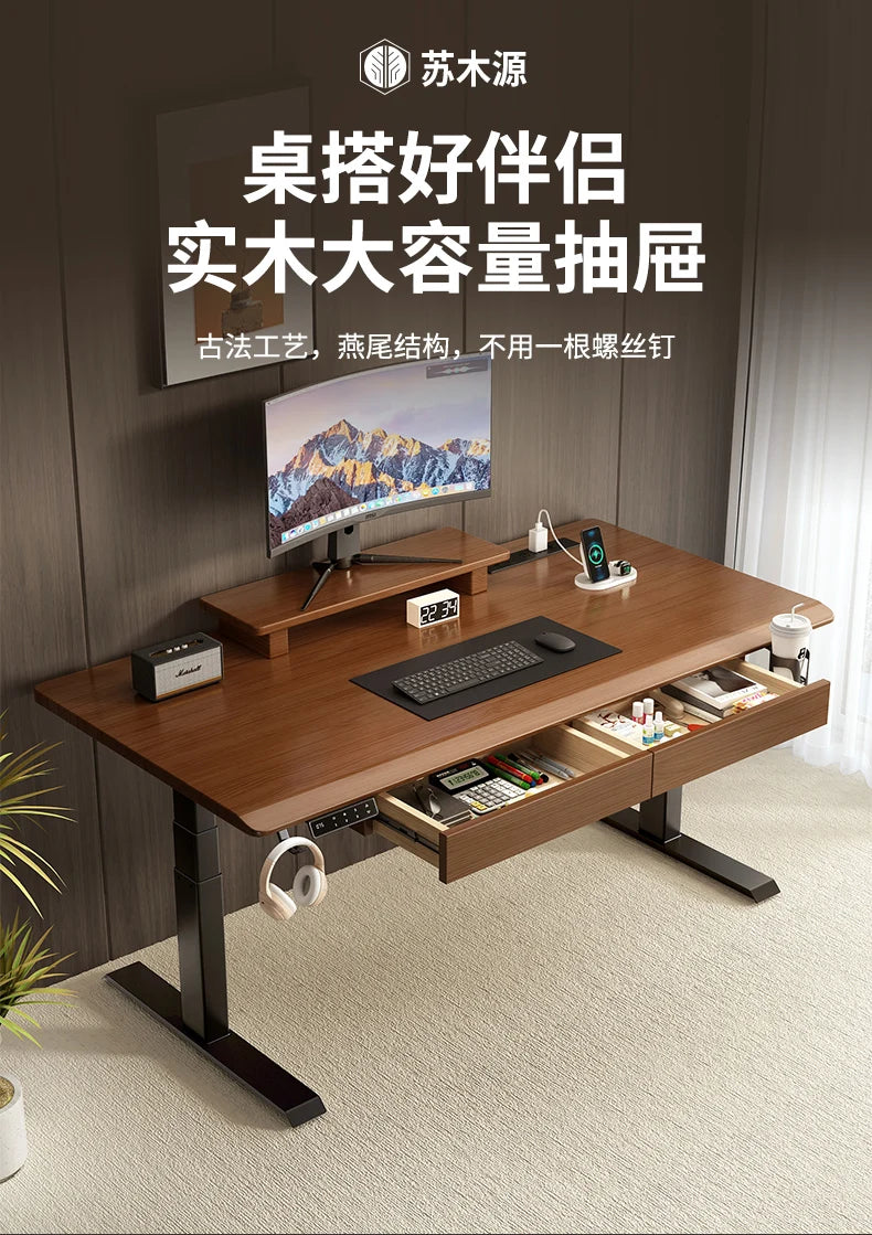 Solid Wood Desk Drawer Pull-Out Organizer Under-Desk Hidden Storage Box for Office Miscellaneous Storage for Documents
