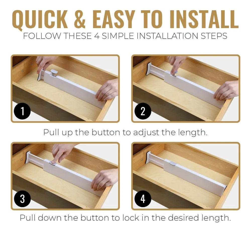 Set of 1 Adjustable Drawer Dividers Organizer Separators Plastic Dresser Organizer for Bedroom, Bathroom, Closet, Office Desk