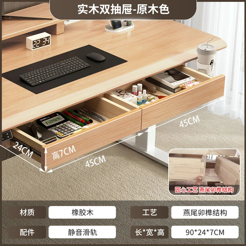 Solid Wood Desk Drawer Pull-Out Organizer Under-Desk Hidden Storage Box for Office Miscellaneous Storage for Documents