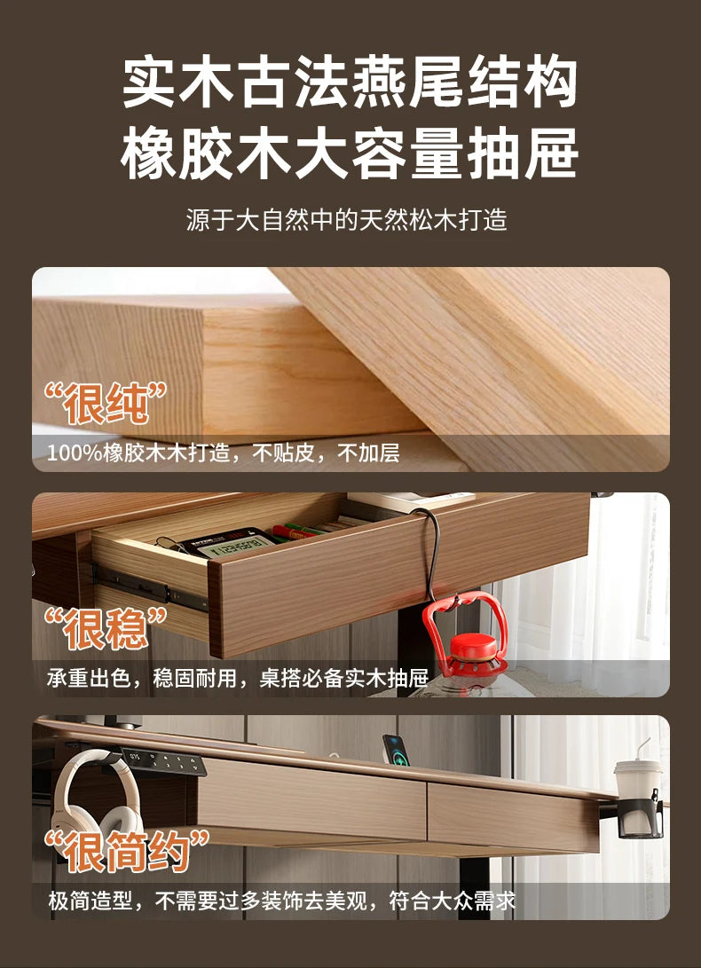 Solid Wood Desk Drawer Pull-Out Organizer Under-Desk Hidden Storage Box for Office Miscellaneous Storage for Documents