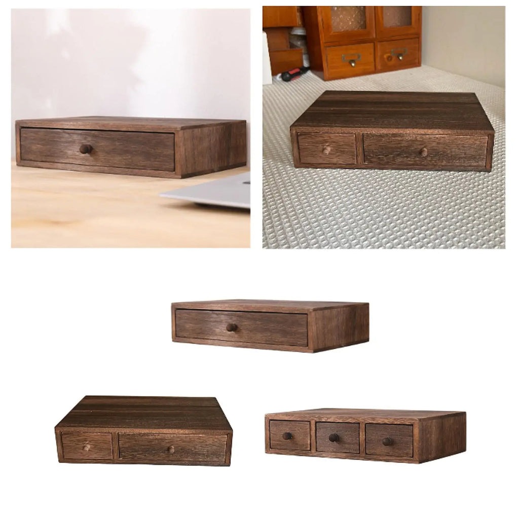 Wood Desktop Organizer Office Supplies Organizer with Drawer Versatile Cosmetic