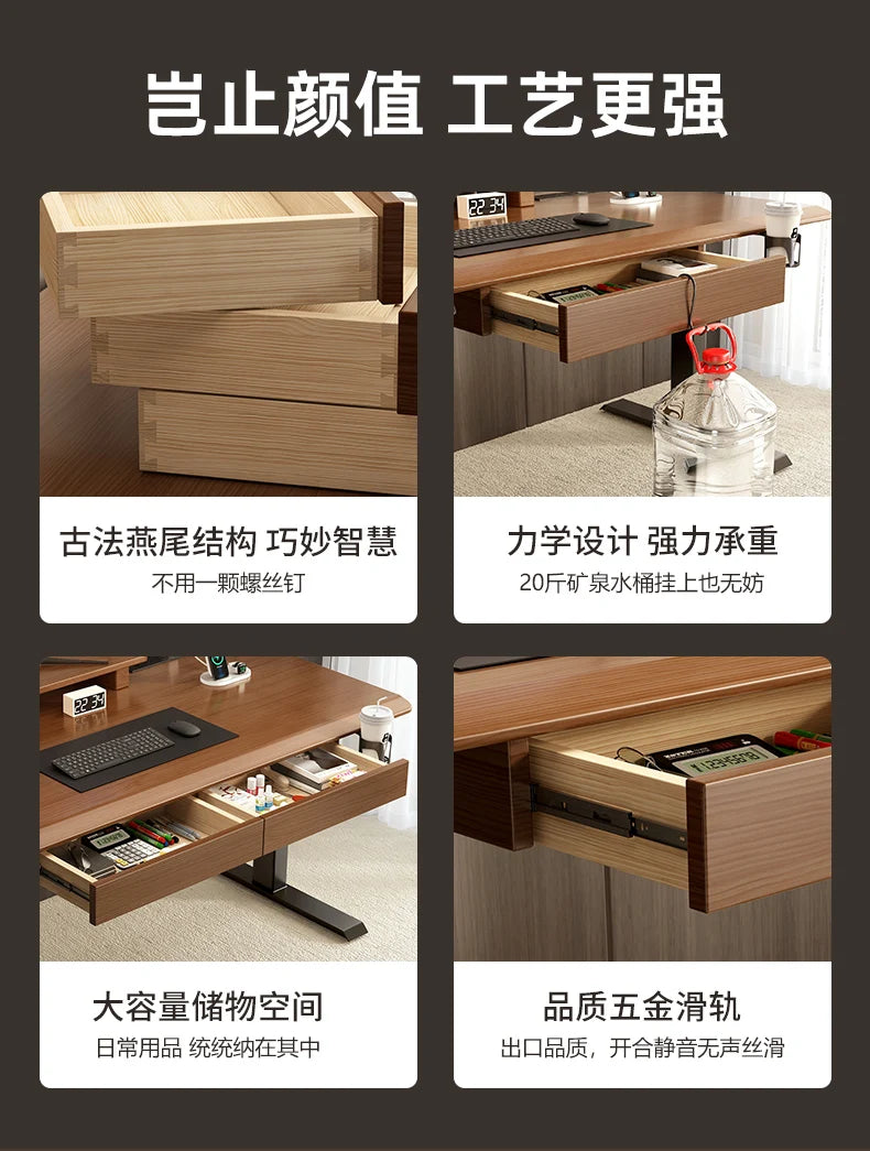 Solid Wood Desk Drawer Pull-Out Organizer Under-Desk Hidden Storage Box for Office Miscellaneous Storage for Documents