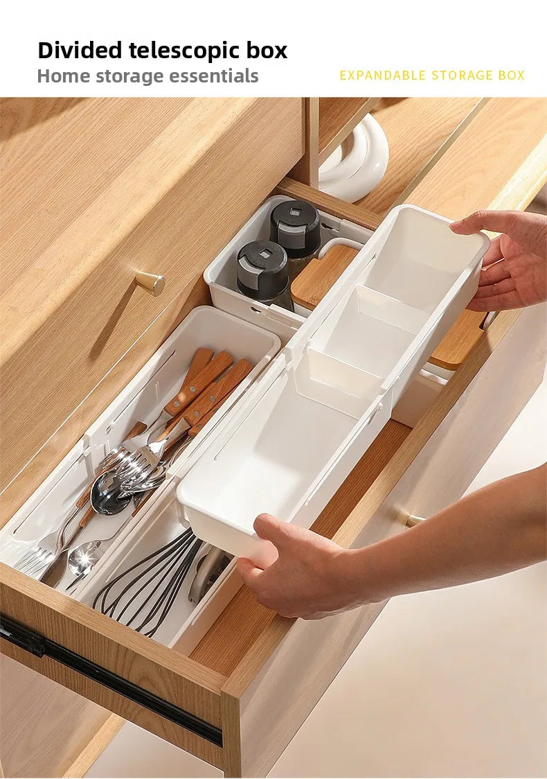 Drawer Organizer Box Home Retractable Sorting Kitchen Compartments Underwear Desktop Cutlery Storage Box