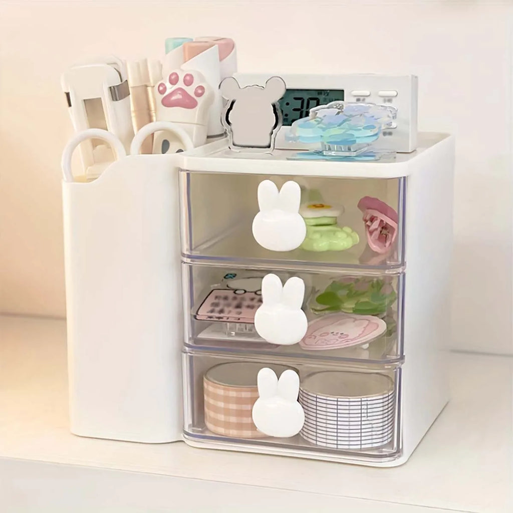 Desktop Organizer WIth Drawer Multifunctional Drawer Storage Box LargeCapacity Stationery Organizer For Cosmetic Office Supplies