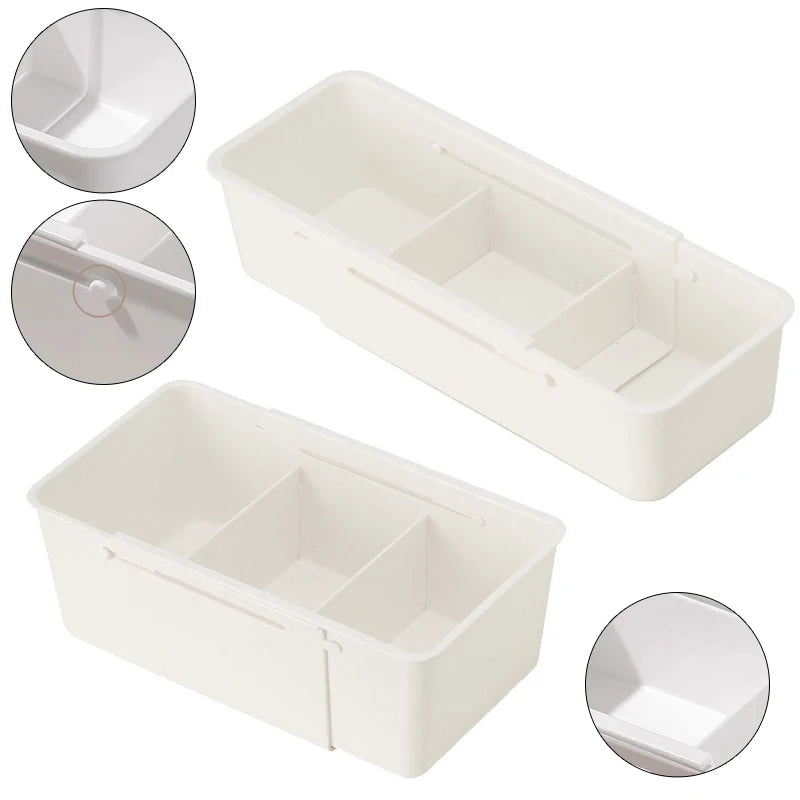 Drawer Organizer Expandable Utensil Tray For Kitchen Adjustable Flatware Stationery Cosmetics Holder White Cutlery Storage Box